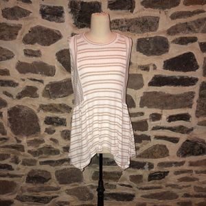 White and tan striped tank top